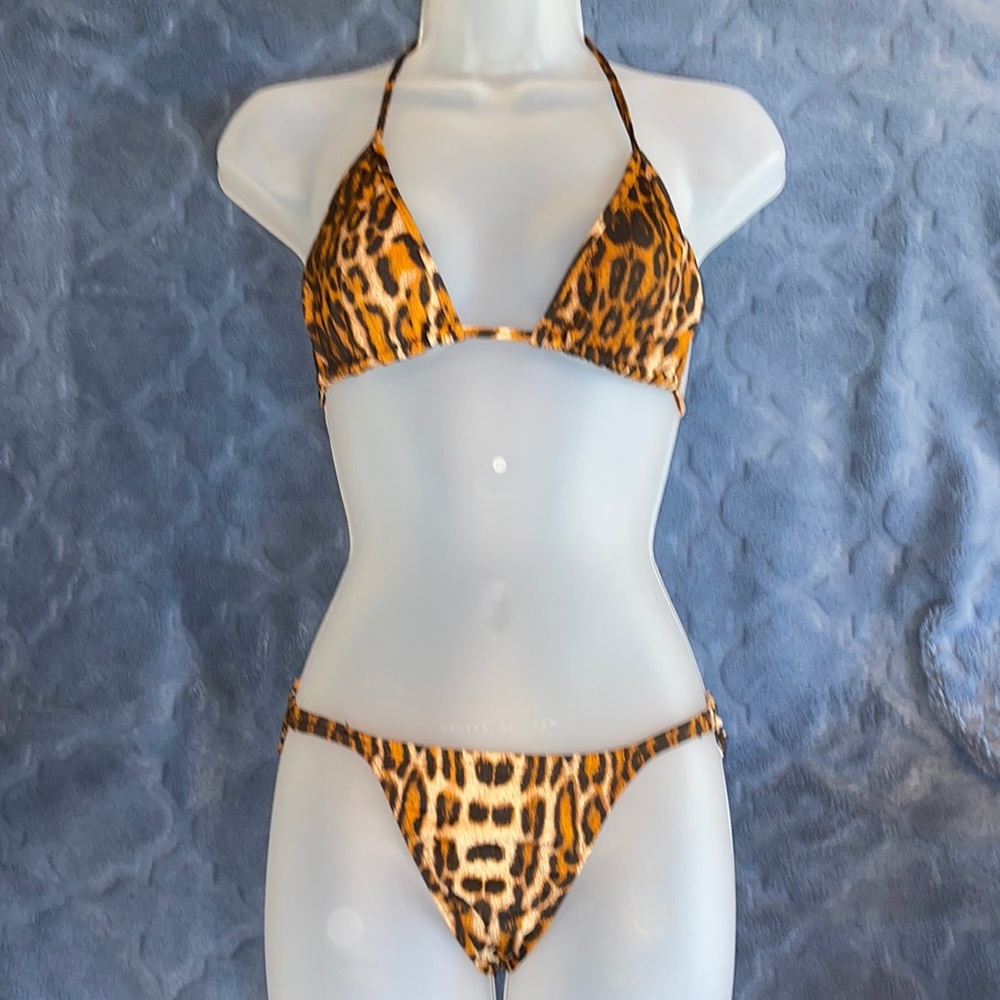 Vintage Rare Leopard Print String Bikini Port-Cro… - image 1